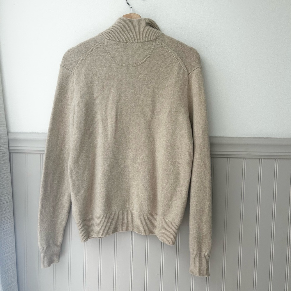 Polo by Ralph Lauren Men's Small Tan Beige Wool Cashmere Quarter Zip-Up Sweater - Picture 5 of 6